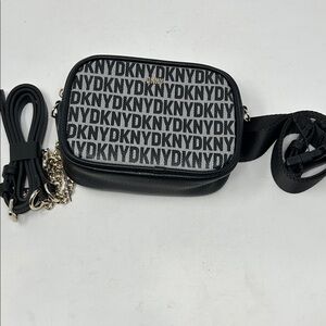DKNY Black and Gray Logo Crossbody Bag